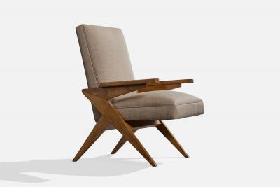 Argentine Designer Lounge Chairs with Wood and Fabric Argentina 1950s
