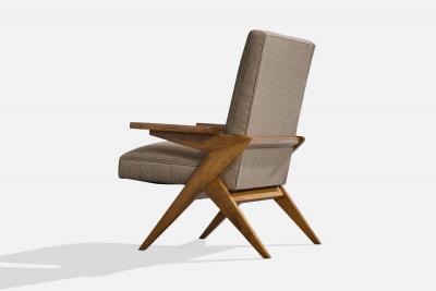 Argentine Designer Lounge Chairs with Wood and Fabric Argentina 1950s
