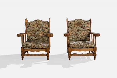 Argentine Designer Lounge Chairs with Wood and Fabric Argentina 1960s