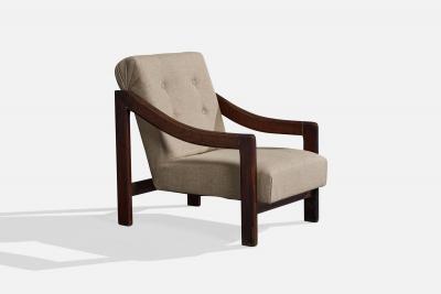 Argentine Designer Lounge Chairs with Wood and Fabric Argentina 1960s