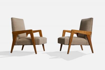 Argentine Designer Lounge Chairs with Wood and Fabric Argentina 1960s