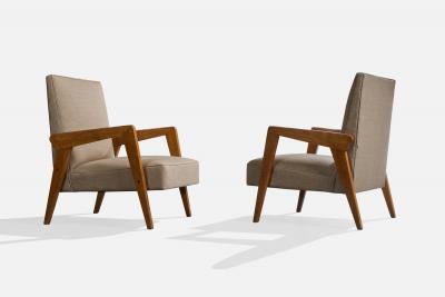 Argentine Designer Lounge Chairs with Wood and Fabric Argentina 1960s