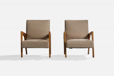 Argentine Designer Lounge Chairs with Wood and Fabric Argentina 1960s