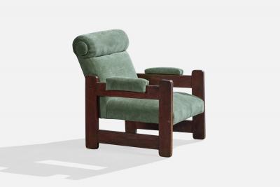 Argentine Designer Lounge Chairs with Wood and Fabric Argentina 1960s