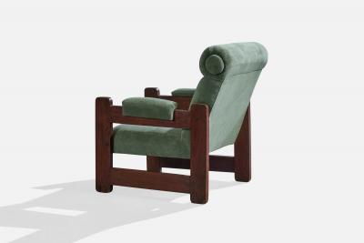 Argentine Designer Lounge Chairs with Wood and Fabric Argentina 1960s