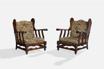 Argentine Designer Lounge Chairs with Wood and Fabric Argentina 1960s