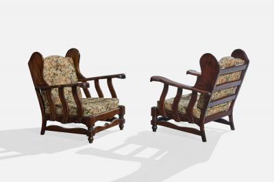 Argentine Designer Lounge Chairs with Wood and Fabric Argentina 1960s