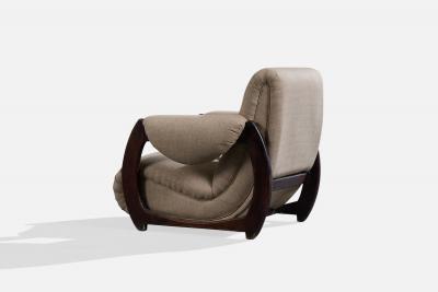 Argentine Designer Lounge Chairs with Wood and Fabric Argentina 1970s