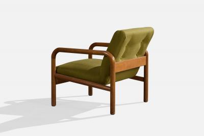 Argentine Designer Lounge Chairs with Wood and Fabric Argentina 1970s