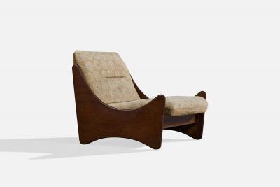 Argentine Designer Lounge Chairs with Wood and Fabric Argentina 1970s