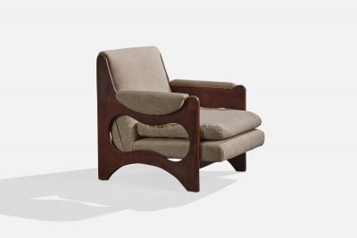 Argentine Designer Lounge Chairs with Wood and Fabric Argentina 1970s