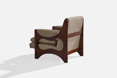 Argentine Designer Lounge Chairs with Wood and Fabric Argentina 1970s