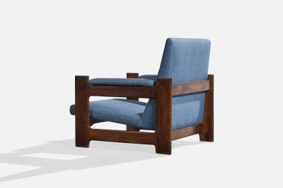 Argentine Designer Lounge Chairs with Wood and Fabric Argentina 1970s