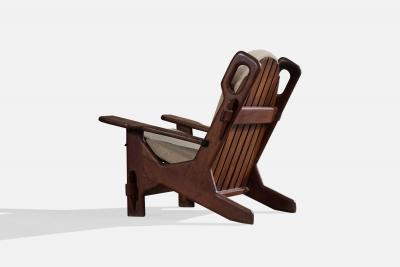 Argentine Designer Lounge Chairs with Wood and Fabric Argentina 1970s