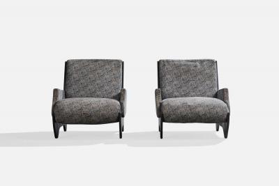 Argentine Designer Lounge Chairs with Wood and Fabric Argentina 1970s
