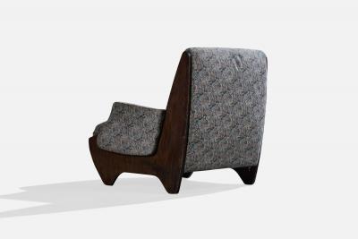 Argentine Designer Lounge Chairs with Wood and Fabric Argentina 1970s