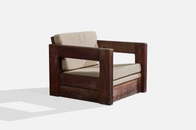 Argentine Designer Lounge Chairs with Wood and Fabric Argentina 1980s