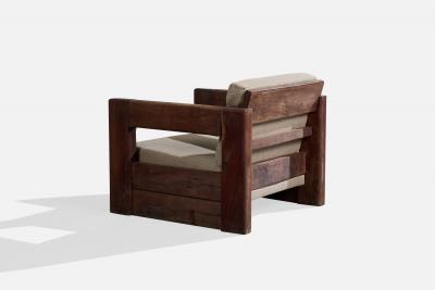 Argentine Designer Lounge Chairs with Wood and Fabric Argentina 1980s
