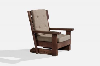 Argentine Designer Lounge Chairs with Wood and Fabric Argentina 1980s