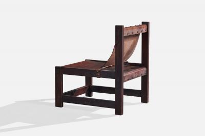 Argentine Designer Lounge Chairs with Wood and Leather Argentina 1970s