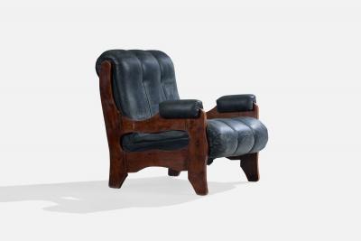 Argentine Designer Lounge Chairs with Wood and Vinyl Argentina 1970s