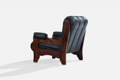 Argentine Designer Lounge Chairs with Wood and Vinyl Argentina 1970s
