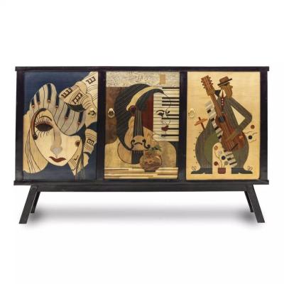Art Deco Commode With Musical Themed Marquetry Europe 20th Century