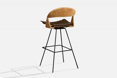 Arthur Umanoff Bar Stools with Wood Metal and Cord USA 1950s