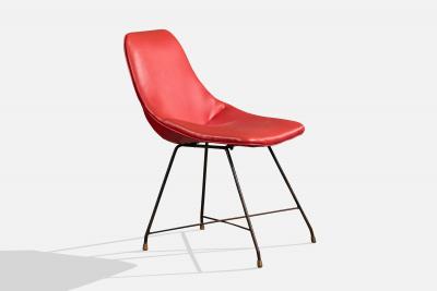 Augusto Bozzi Dining Room Chairs with Metal Vinyl and Brass Italy 1960s