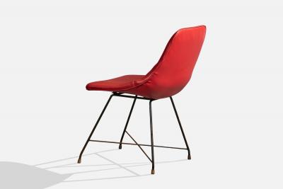Augusto Bozzi Dining Room Chairs with Metal Vinyl and Brass Italy 1960s