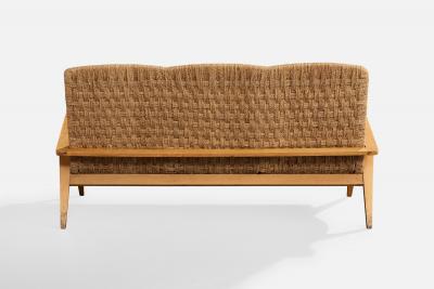Augusto Romano Attribution Sofa with Wood and Rush Italy 1940s
