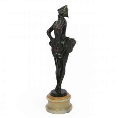 Austrian Art Deco Cold Painted Bronze Dancer by Josef Lorenzl circa 1920