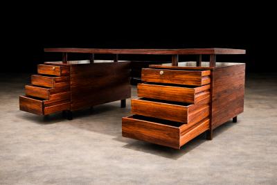 Ava Mid Century Modern Desk with Eight Drawers in Rosewood Ava 1960s Lot 698