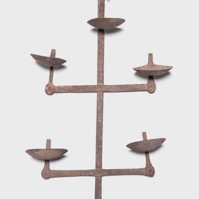 Bambara Oil Lamp with Seated Figure