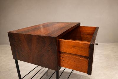 Bench with drawer in Rosewood Fabric Metal Geraldo de Barros 1950s