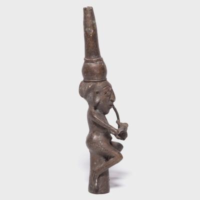 Benin Style Bronze Figural Pipe Mouthpiece