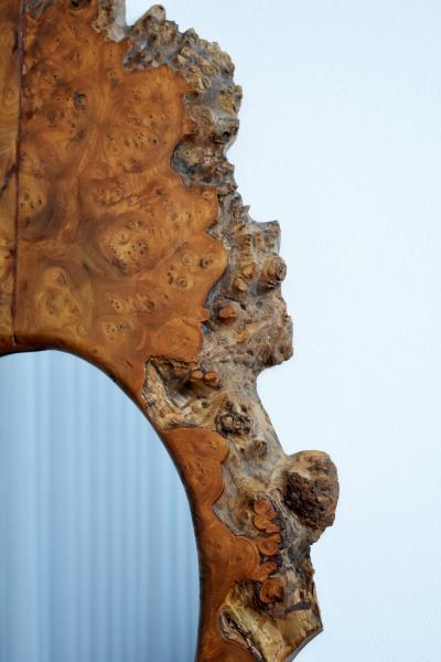 Big brutalist burl mirror 1970s 