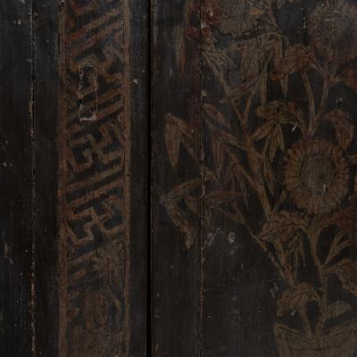 Black Lacquer Four Flowers Coffer