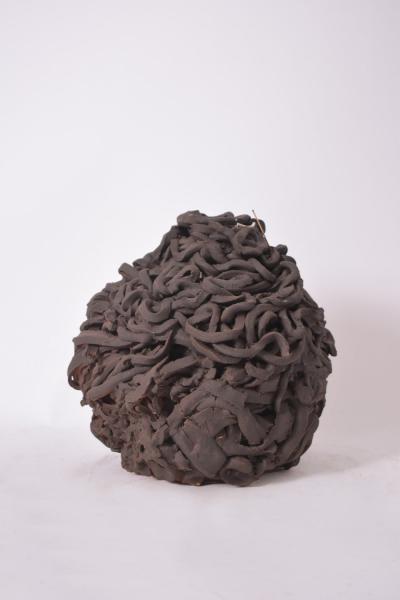Black vermiculated vase XXth c 