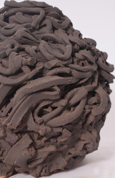 Black vermiculated vase XXth c 