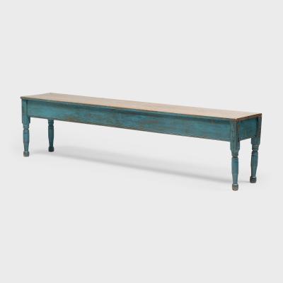 Blue Painted Farmhouse Bench