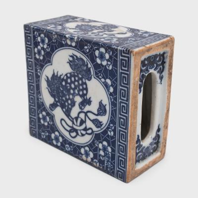 Blue and White Fu Lion Headrest