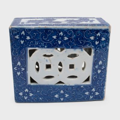 Blue and White Fu Lion Headrest