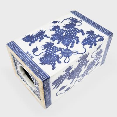 Blue and White Fu Lion Headrest