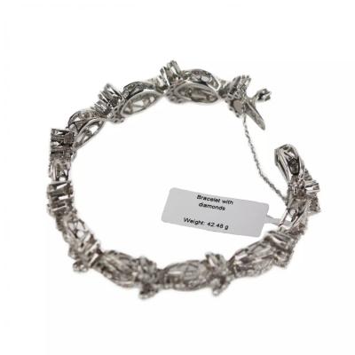 Bracelet In 18 Karat White Gold With Diamond Floral Links 21st Century