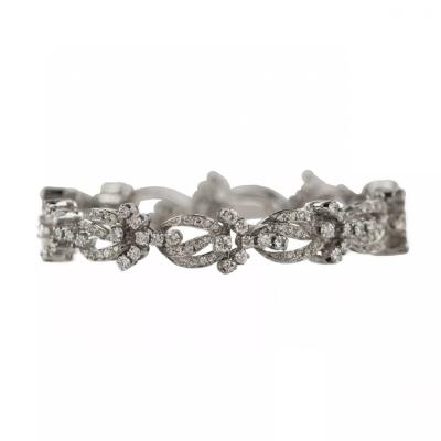 Bracelet In 18 Karat White Gold With Diamond Floral Links 21st Century