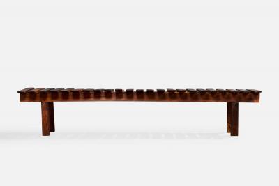 Brazilian Designer Bench in Wood Brazil 1950s