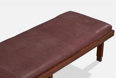 Brazilian Designer Bench with Wood Leather and Brass Brazil 1960s