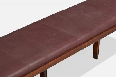 Brazilian Designer Bench with Wood Leather and Brass Brazil 1960s