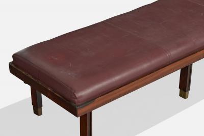 Brazilian Designer Bench with Wood Leather and Brass Brazil 1960s
